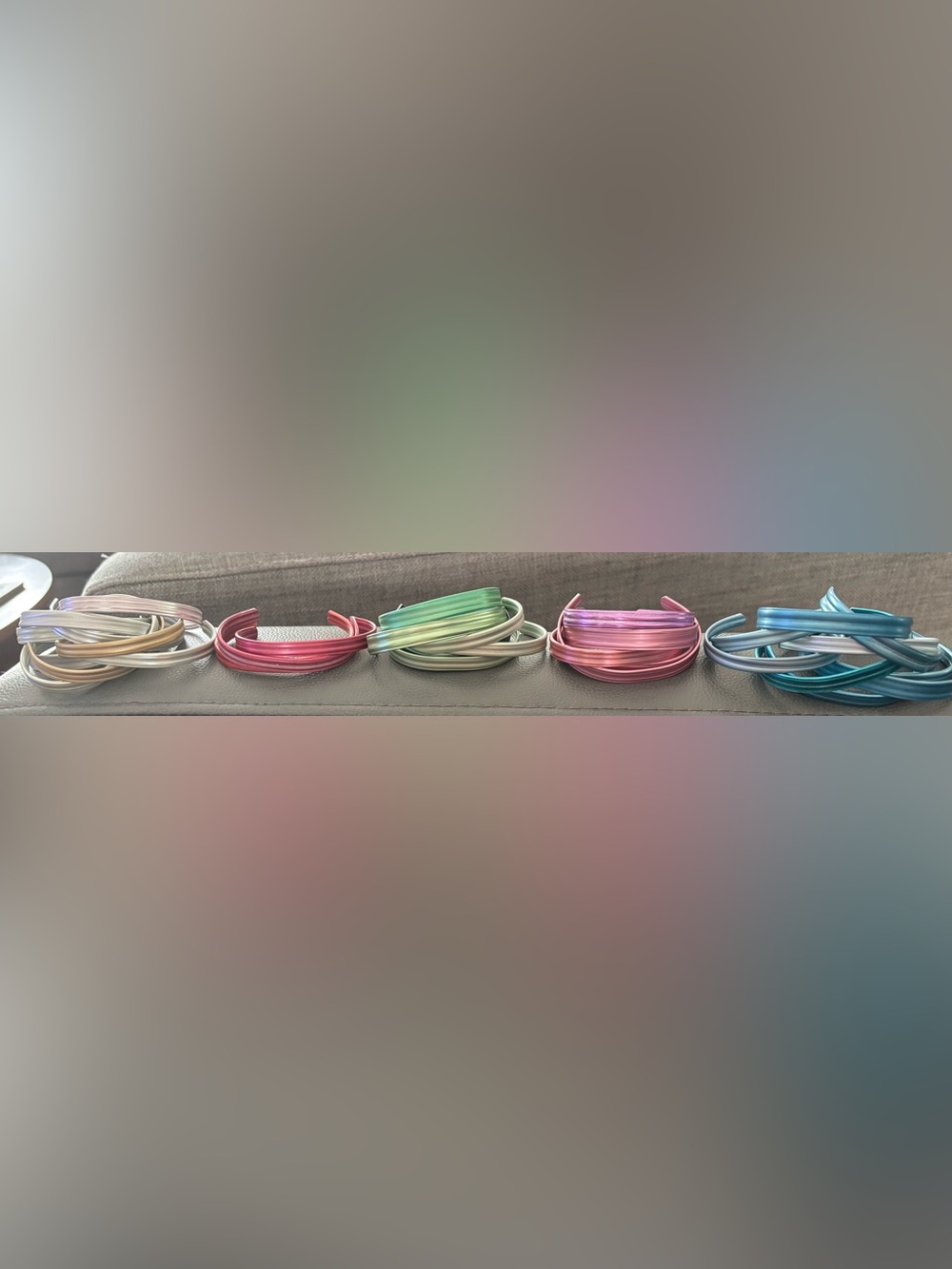 Stackable cuff bracelets made from recycled knitting needles